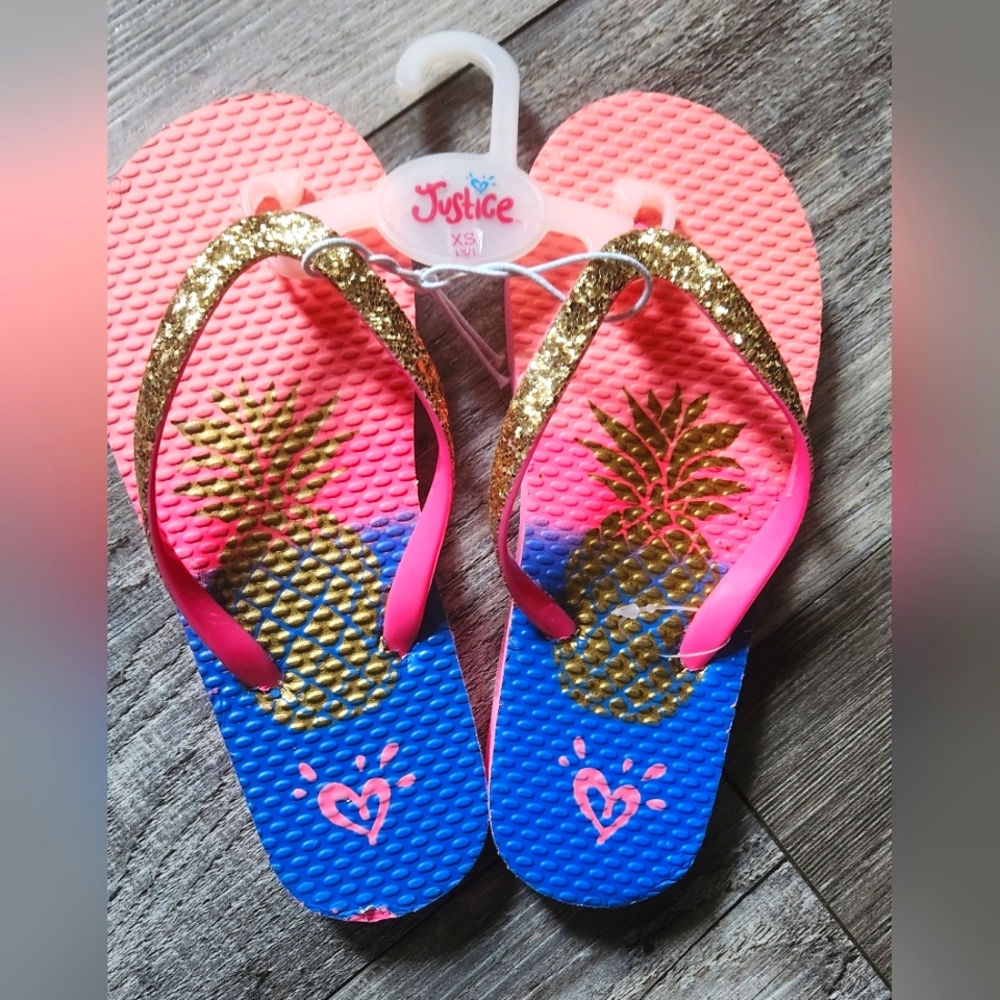 JUSTICE Girls Glitter Flip Flops